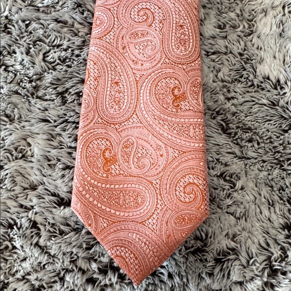 Michael‎ Kors Men's Orange Rich Texture Paisley 100% Silk Neck-Tie Formalwear